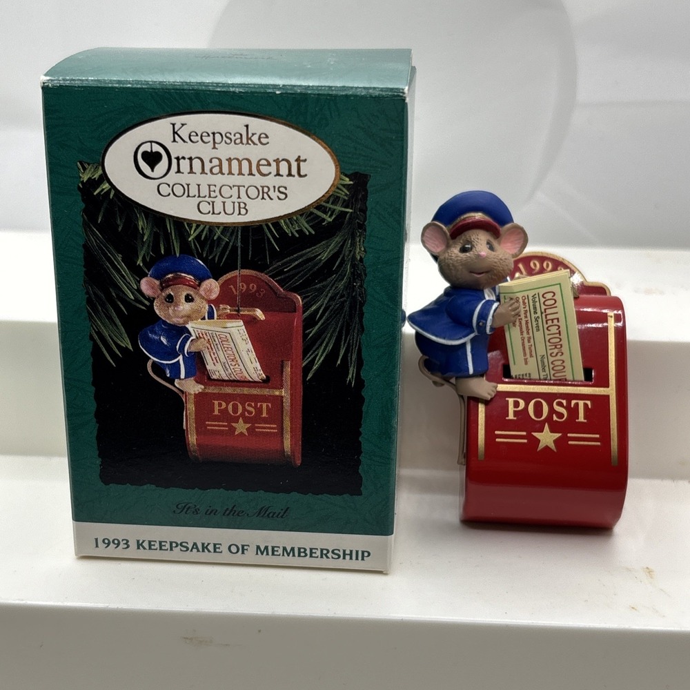 Hallmark Keepsake Ornament It's in the Mail Mouse in Mailbox KOCC 1993
